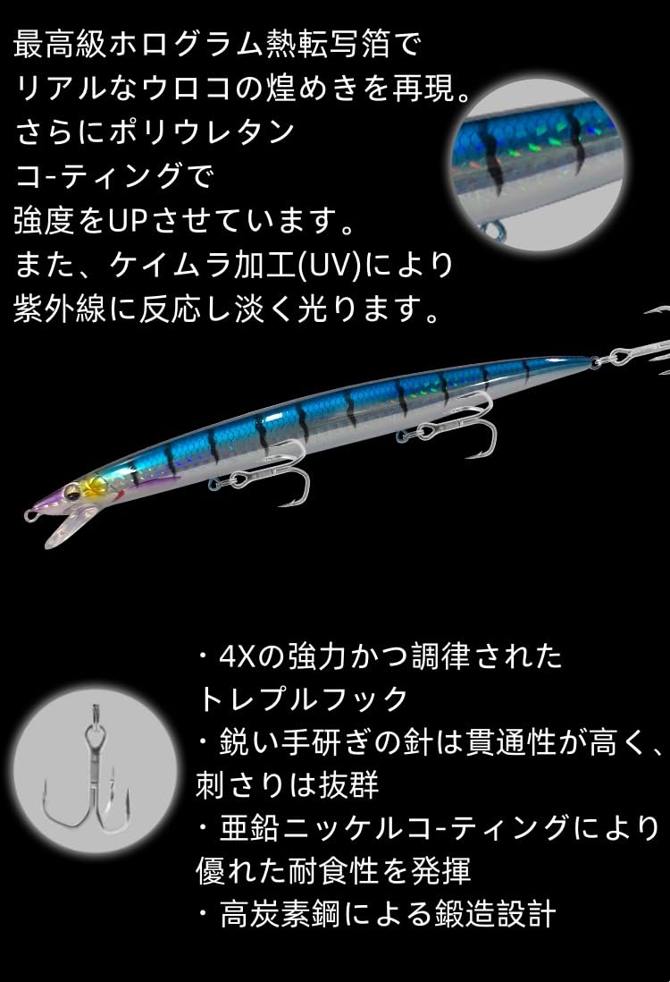 Amazon.co.jp: HONOREAL Missile スローシンキング ミノー 14g 140mm