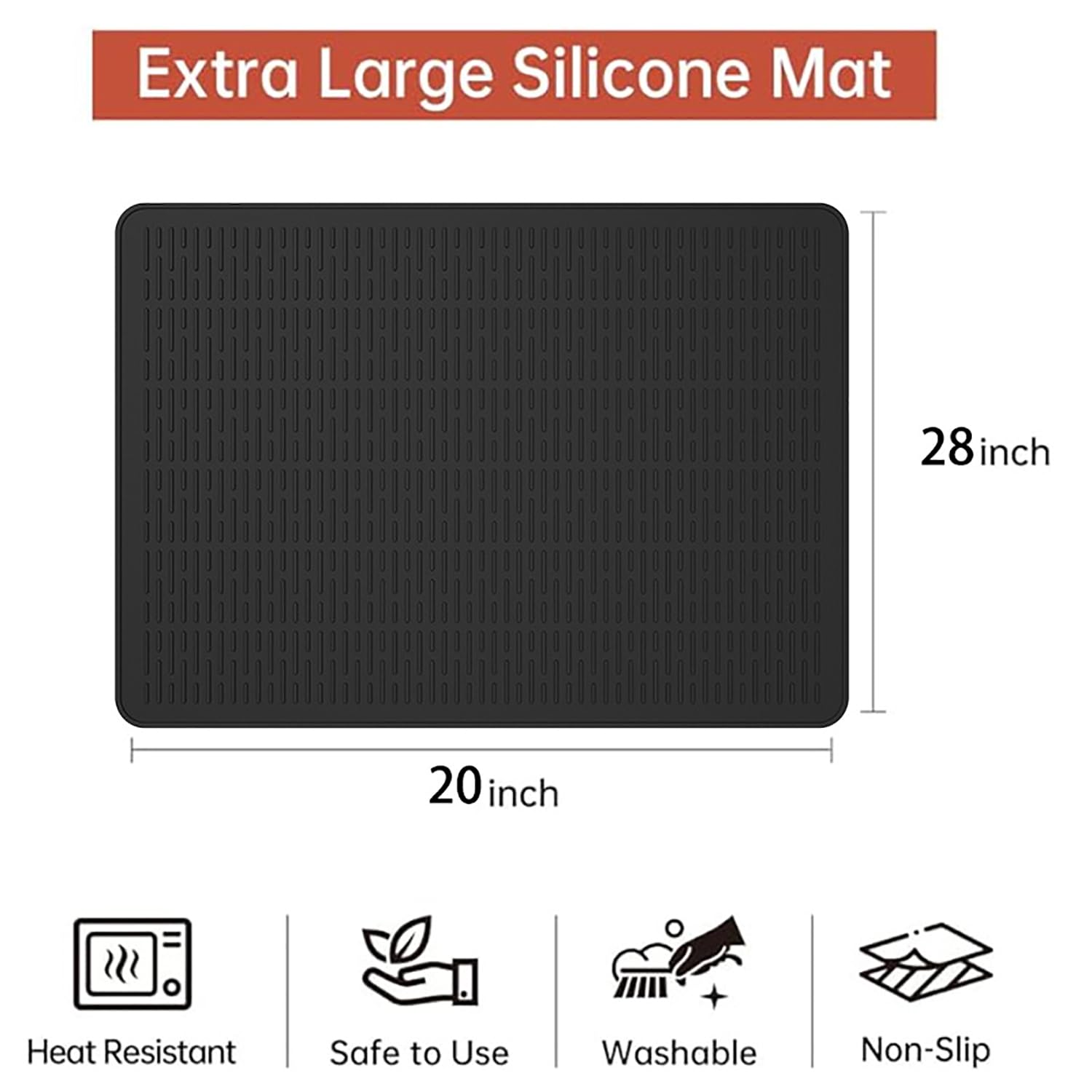 AOOTOOSPORT Extra Large Silicone Stove Top Cover - 28x20 Inch Mat For Electric Stove, Dish Drying, Counter Protection (Grey) 11 thumbnail image