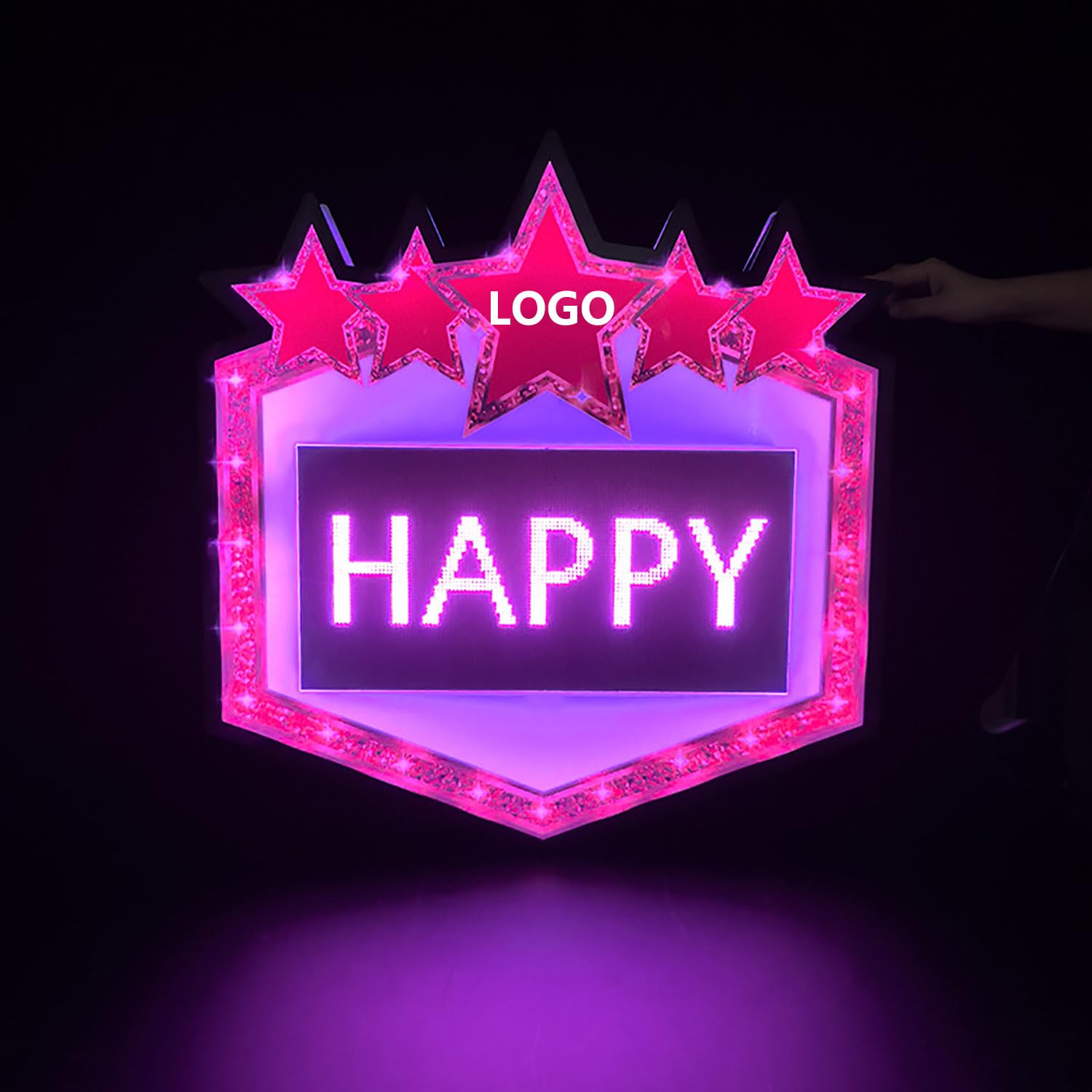 Programmierbares LED-Display für Bars, Clubs, Hochzeiten, Geburtstagsfeiern – Acrylrahmen, inklusive 2 x 5000 mAh wiederaufladbaren Batterien