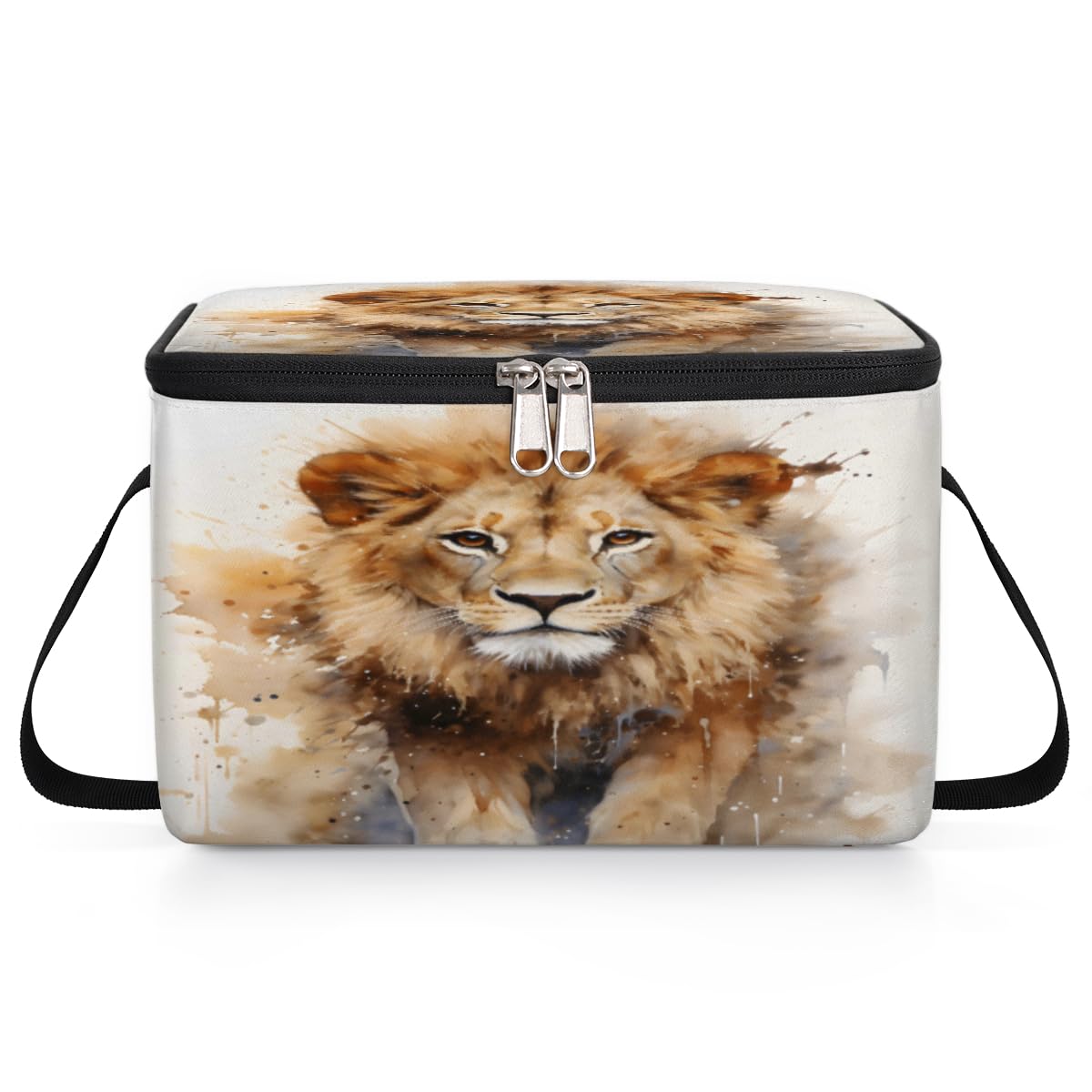 GzLeyigou Lion Lunch Bags for Women Men 9 Cans, Hot & Cold Food Delivery Bag Insulated Grocery Bag Insulated Lunch Box Animal Lion Cooler Bag for Office Work Picnic Beach