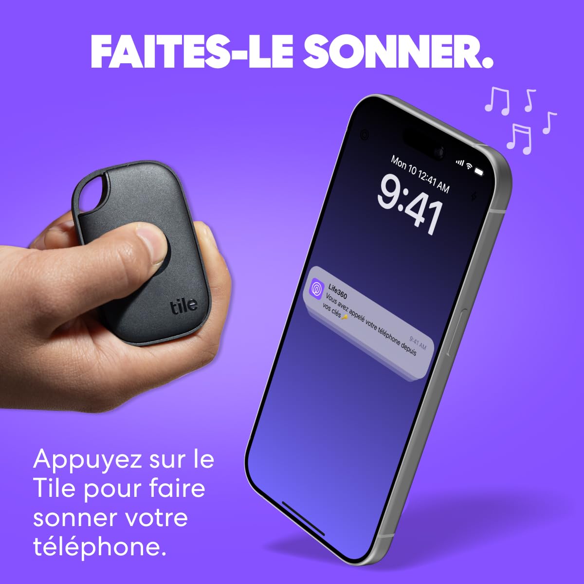 Tile by Life360 Pro (2024) - Tracker Bluetooth Puissant, détecteur de clés et localisateur d'objets pour clés, Sacs & Autres. Compatible avec iOS & Android. Tracker de téléphone. Lot de 1 (Noir)