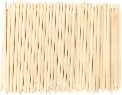 100 palitos de uñas de madera naranja de 4.5 pulgadas de doble cara multifuncional, removedor de cutículas, herramienta de manicura y pedicura para