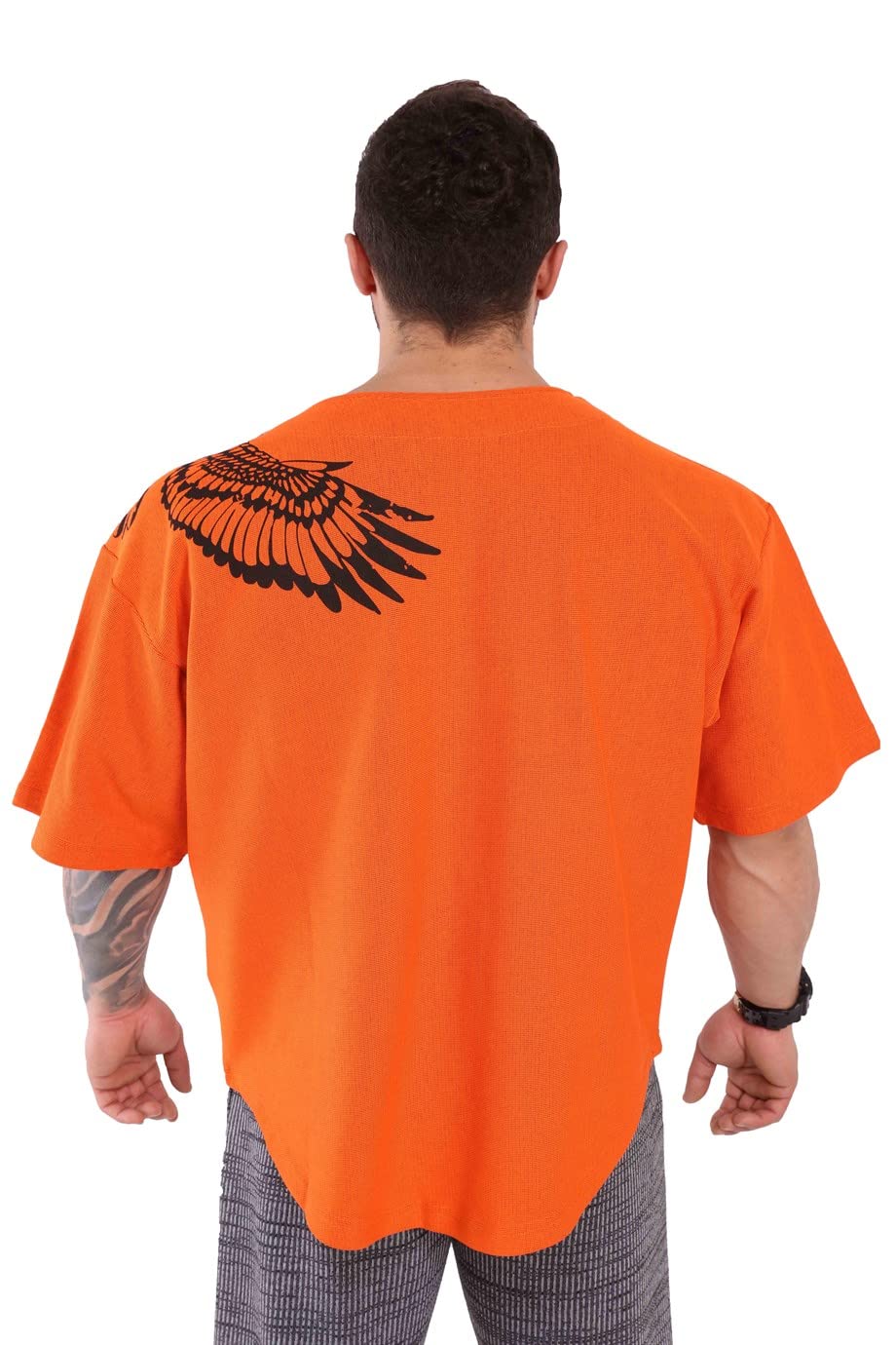 Herren Oversize Active T-Shirts Bodybuilding und Lifting Gym Groß Geschnitten Tops