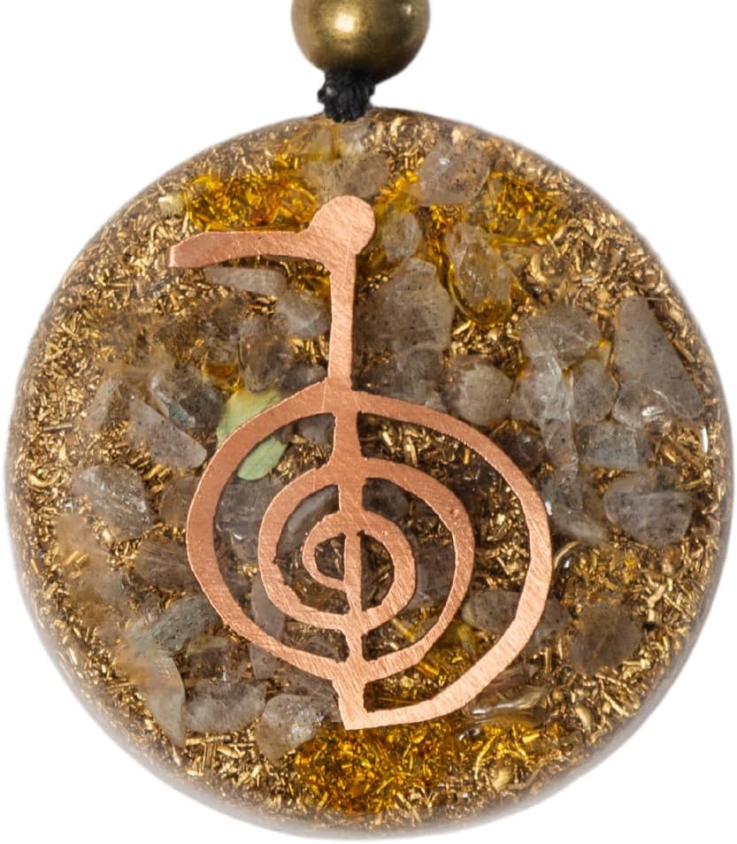 Handmade Cho-ku-Rei Orgone Pendant Necklace Labradorite Amber Copper Reiki Protection Amulet Yoga Women