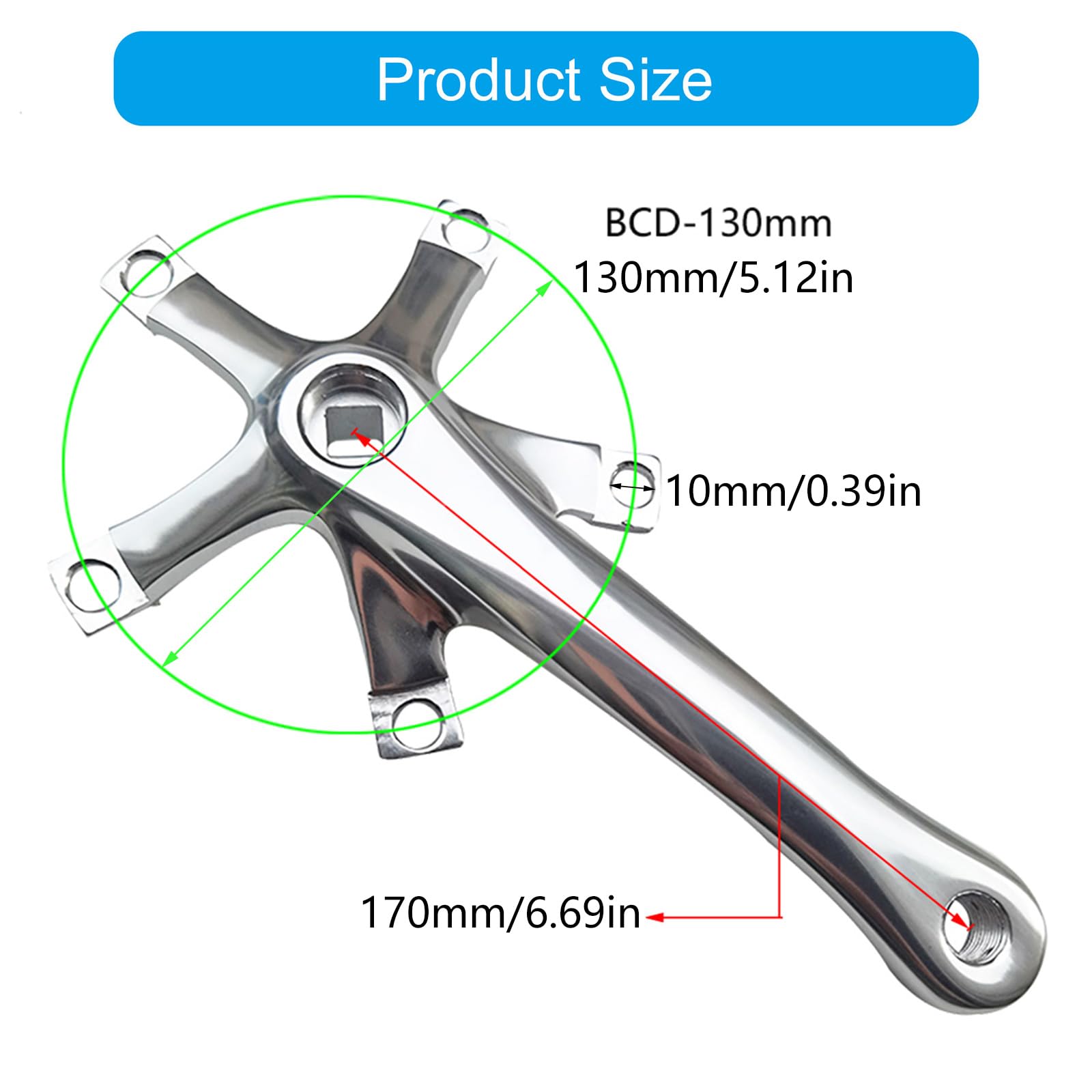 クランクセット 170mm PCD130mm ピスト用 クランク BCD130/48T 165mm