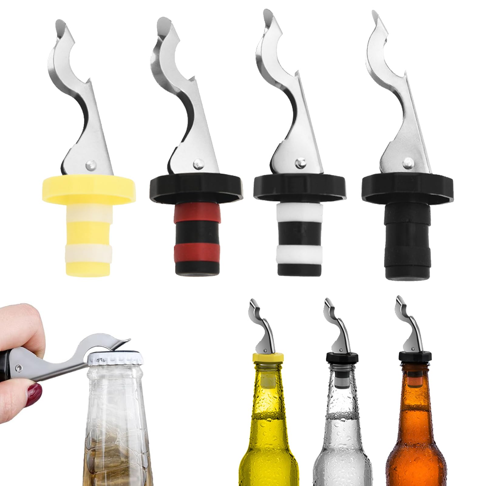 8er Set Flaschenverschlüsse Mit Hebel – Wiederverwendbar, Edelstahl + PP, Für Bier, Wein, Öl & Co. – 4 Farben Flaschenverschluss Mit Hebel Set