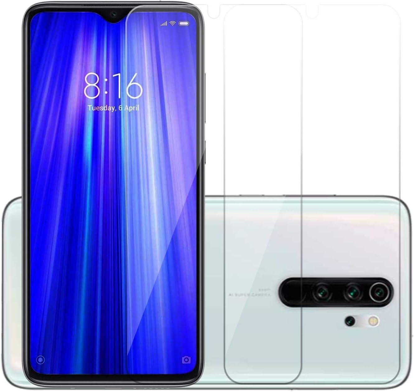 POPIO Full Screen Coverage Except Edges Tempered Glass Screen Protector With Easy Installation Kit For Xiaomi Redmi Note 8 Pro (Transparent) - Pack Of 2 for Smartphone