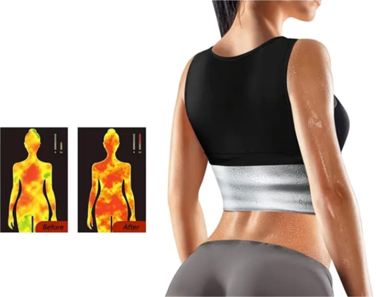 Faja Lumbar Chaleco del sudor del entrenamiento de la cintura del traje de la sauna de las mujeres, talladora del cuerpo de la aptitud de las mujeres con la cremallera Cinturón Apoyo Lumbar(Blue,M)