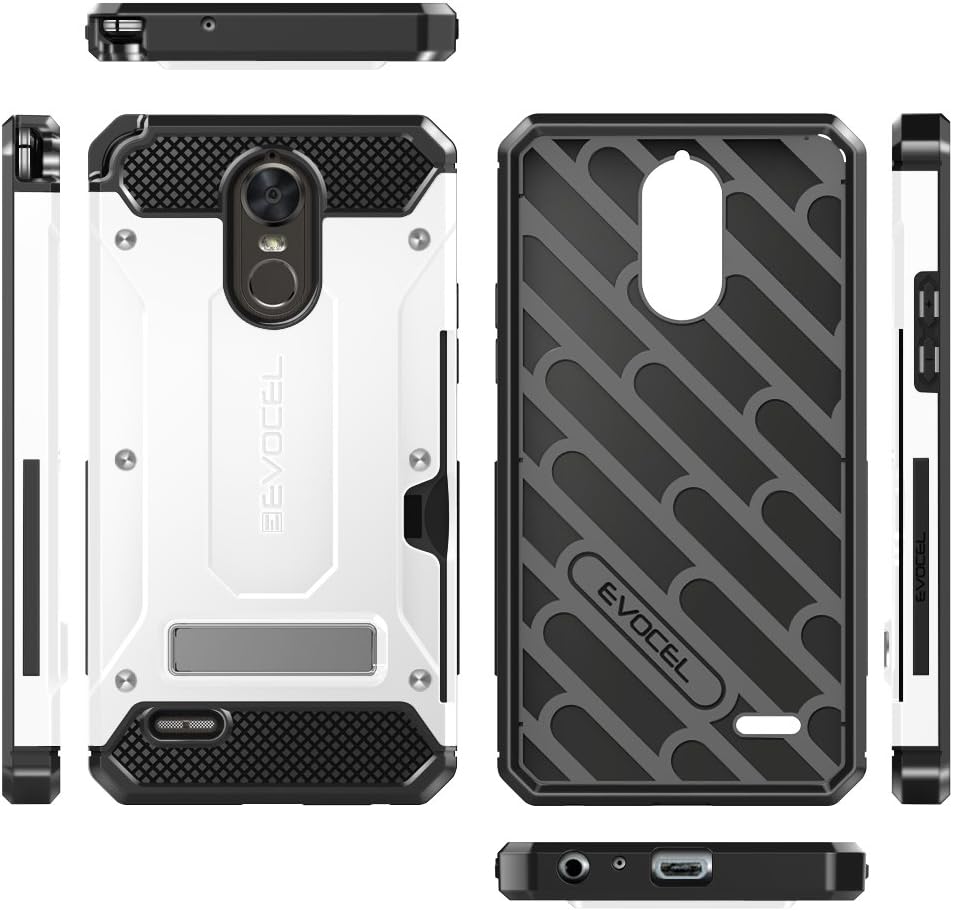 Evocel Explorer Series Pro Cell Phone Case Compatible with LG G Stylo 3 (2017 Release) Featuring Card Slot and Kickstand, White