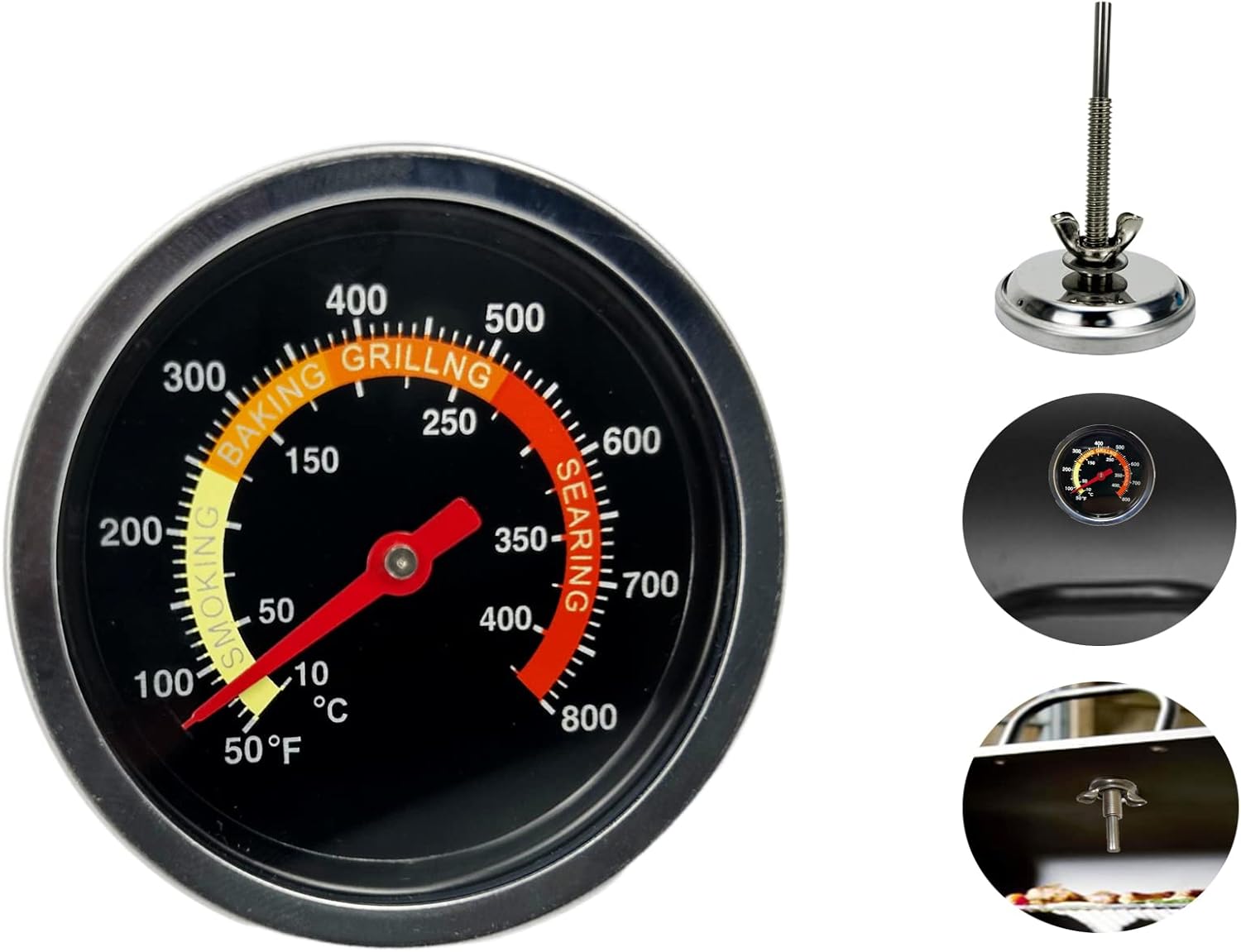 BBQ Charcoal Grill Smoker Temperature Gauge Pit Barbecue Thermometer