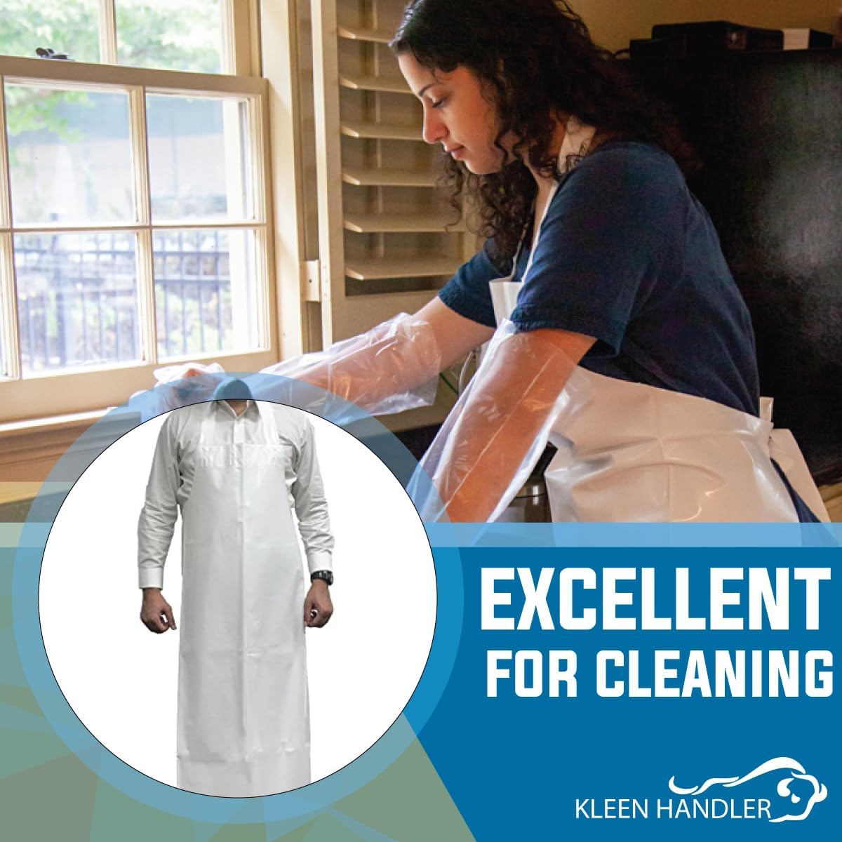 KLEEN HANDLER Heavy Duty Dishwashing Apron | Industrial Cleaning, Extra Long Protective Water Resistant Apron