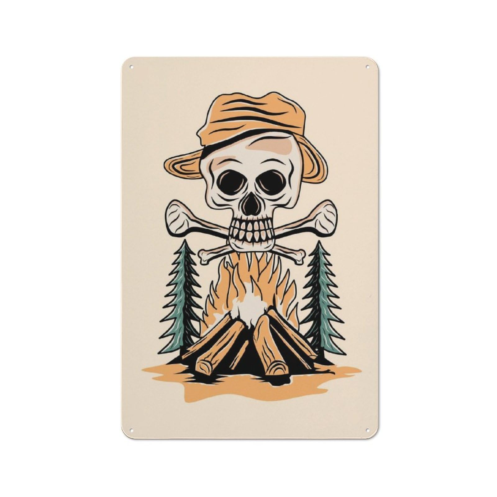 Junmoney Skull Dangers Industrial Metal Wall Decor 30X20cm, Metal Wall Sign For Tool Room, Garage, Studio Or Home Bar
