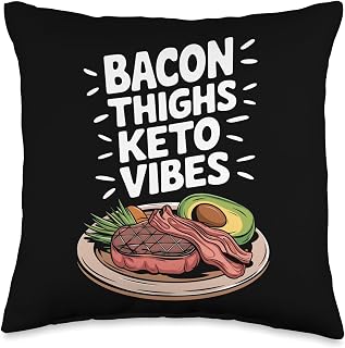 Low Carb Ketones Bacon Thighs Keto Vibes, Ketogenic Ketosis Throw Pillow