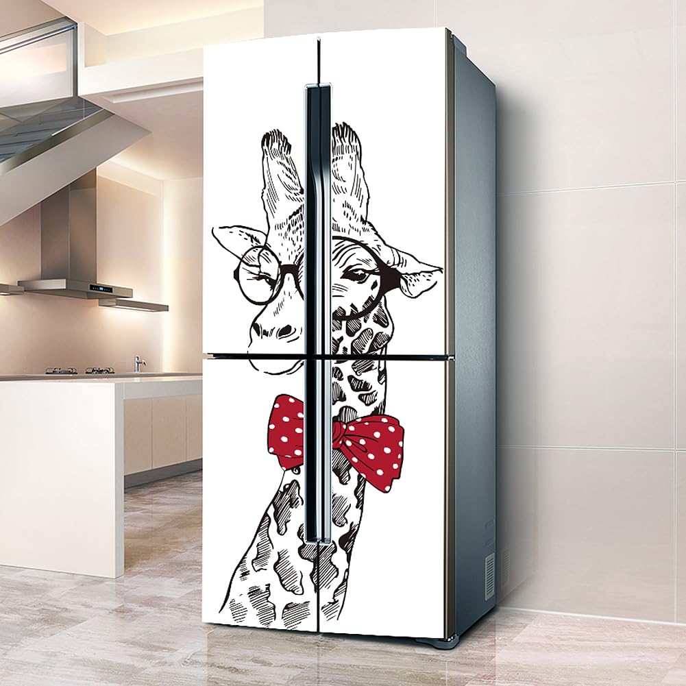 Stickers Autocollants Pour Frigo Motif Géométrique Noir - 3 Tailles (jusqu'à 100x180 Cm), Vinyle PVC Imperméable