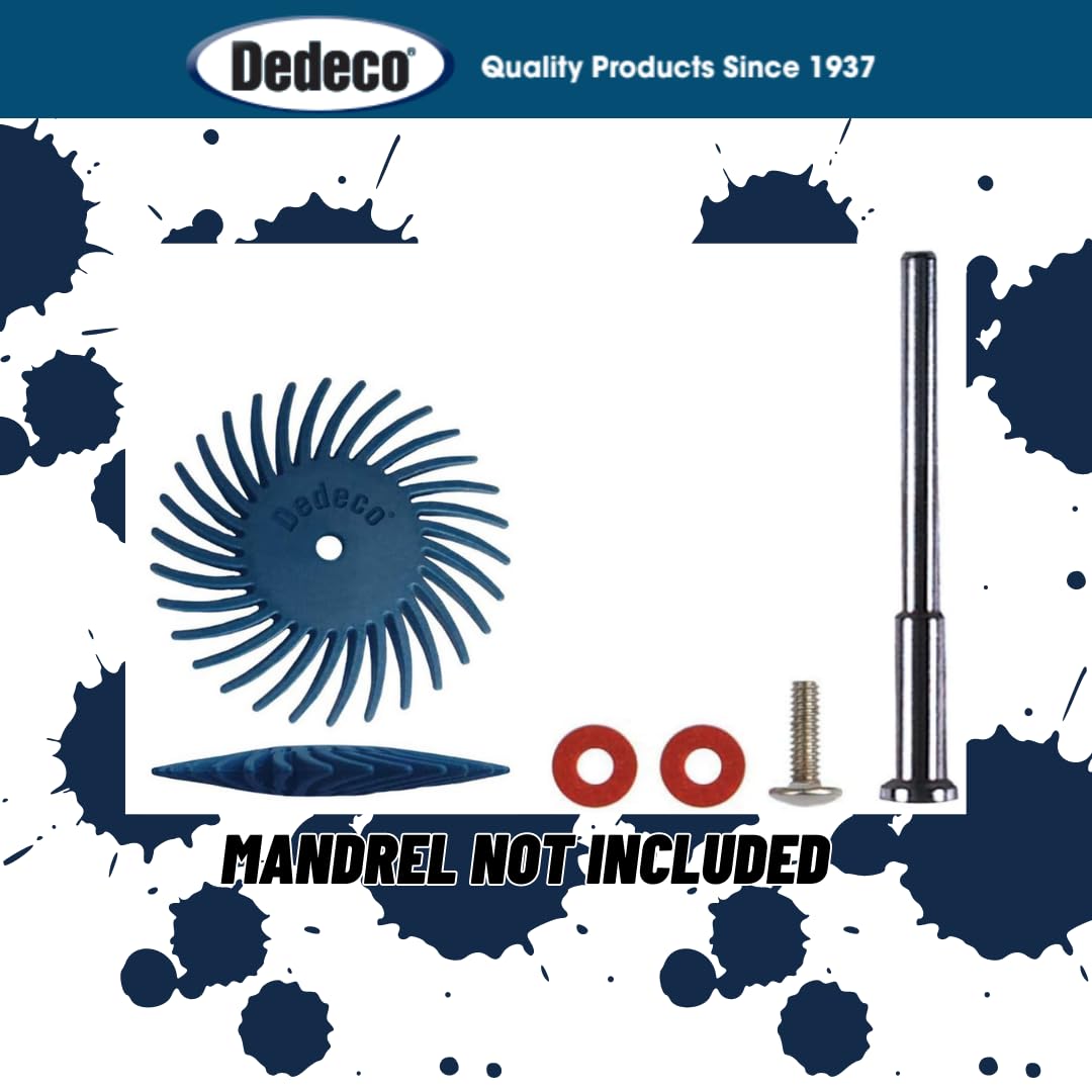 Dedeco Sunburst Radial Bristle Discs 48-Pack - 7/8" Curved Knife-Edge - Blue 400 Grit (Fine) - Aluminum Oxide for Polishing & Finishing