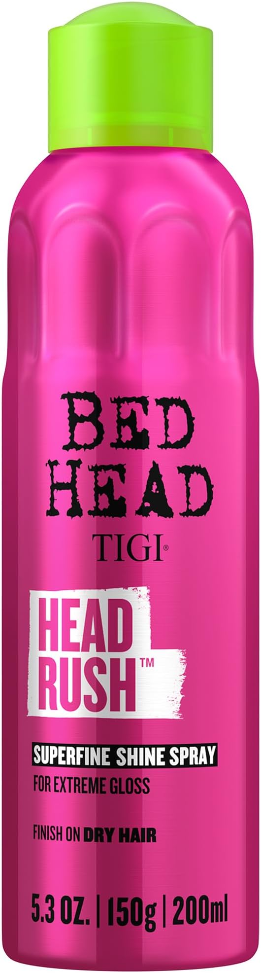 TIGI Bed Head Superfine Shine Spray, Head Rush โ Finishing Spray with Silk Protein for Smooth, Shiny Hair, Exotic Tropical Fragrance, 5.3 Oz