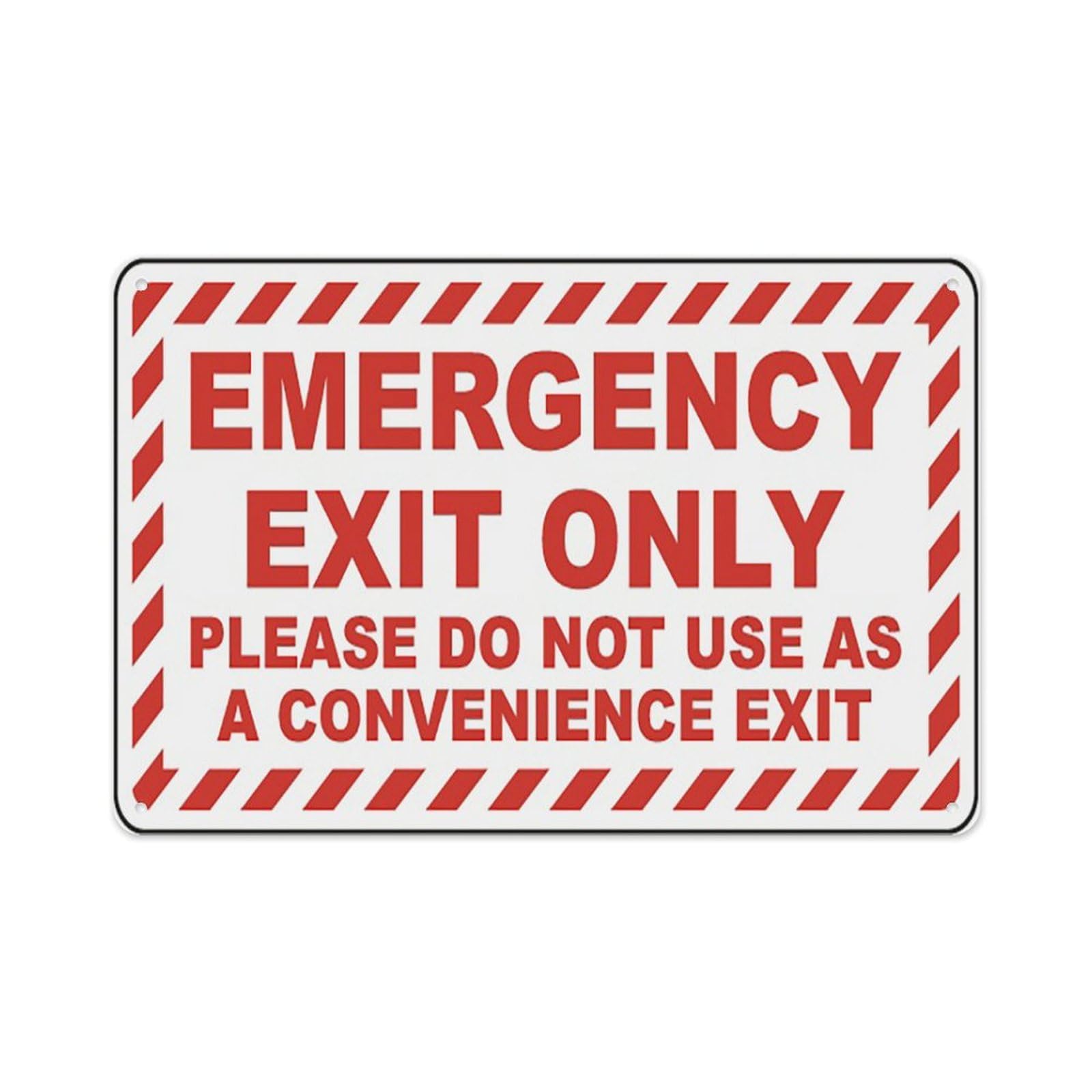 peiyeety Emergency ExitA Convenience Exit Sign Aluminum Tin Warning Signs For Home Outdoor Garden 12X16 Inches