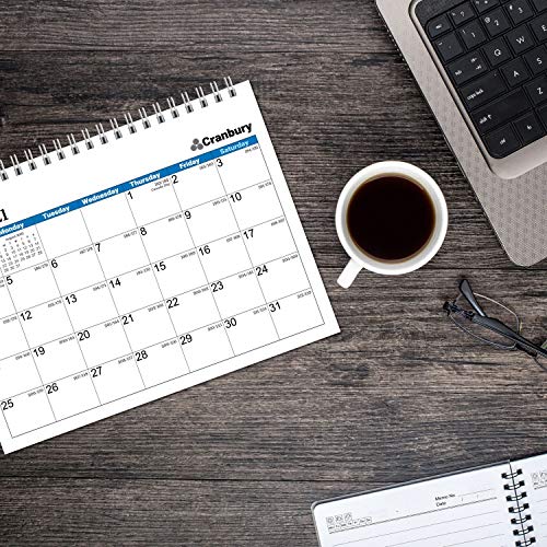 CRANBURY Small Desk Calendar 2021 (Blue, 8x6"), Flip Calendar 2021