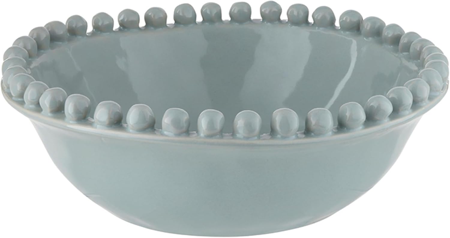 Santa Barbara Design Studios Ceramic Bowl - Large with Beaded Rim, 8” Diameter x 2.75" Tall, Coastal Blue
