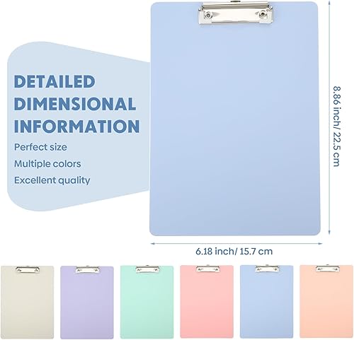 Miniatura 3 de Outus 12 portapapeles de plástico con clip de perfil bajo, tamaño A5, tamaño pequeño de 6 x 9 pulgadas, para estudiantes, niños, mujeres,