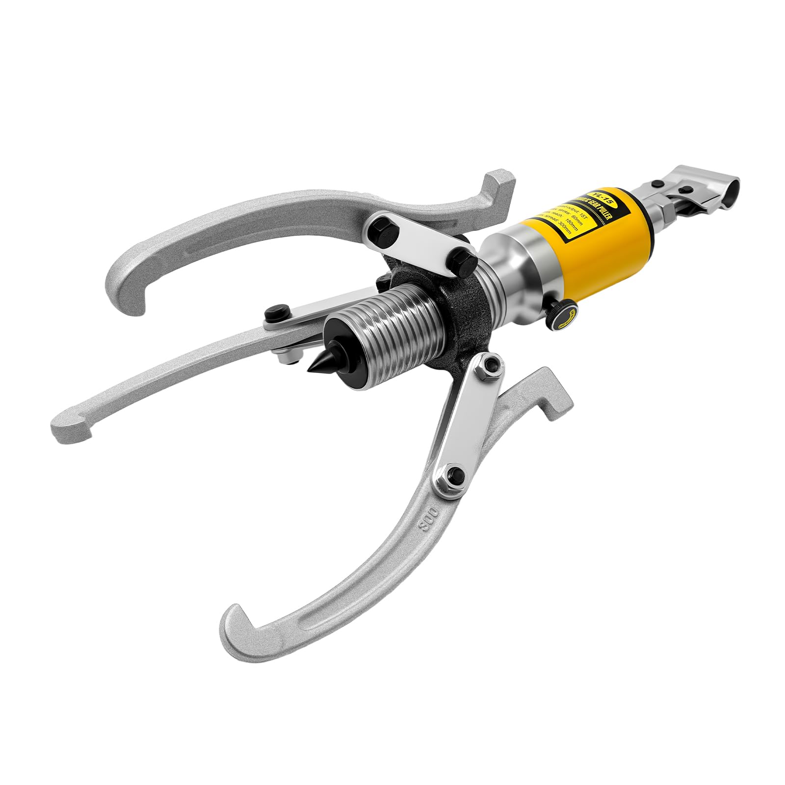 Extractor hidráulico 15T, acero al carbono, mango giratorio 360°, 18 cm, alcance máximo, hidráulico, extractor de cubos, extractor de polas, 3 mandíbulas, extractor de rodamientos hidráulicos