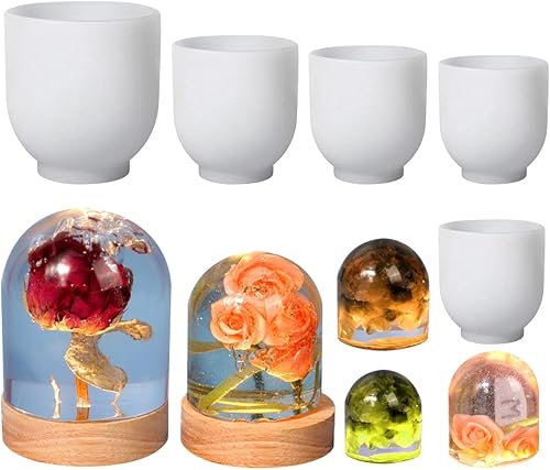 Miniatura 1 de HyzaPhix 5 moldes de resina de cúpula de Cloche, molde de silicona de cristal, molde de fundición epoxi para la preservación de flores, luz nocturna