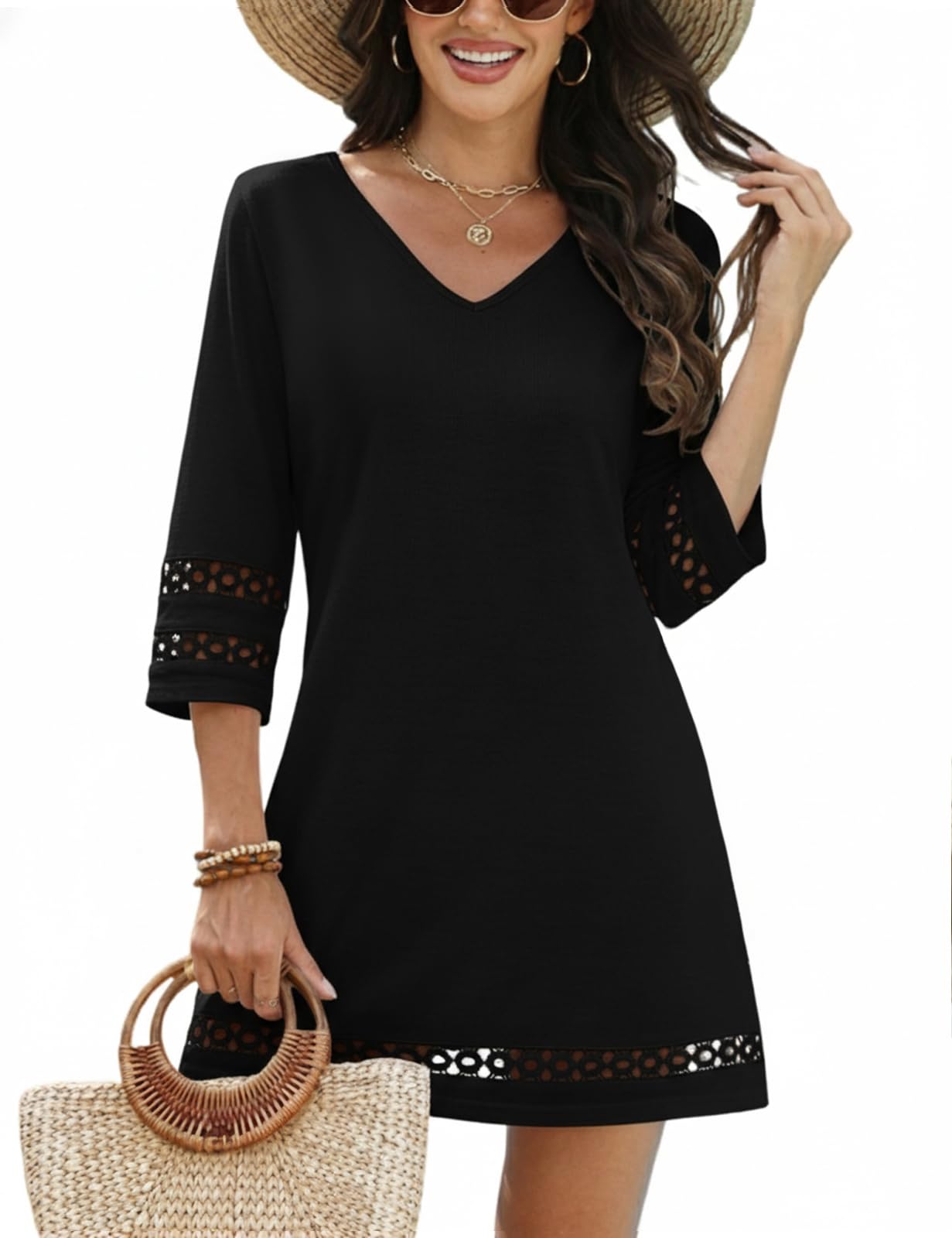 VIMPUNEC Swimsuit Coverup for Women Bathing Suit Cover Up Summer Casual Beach Dress Shirts
