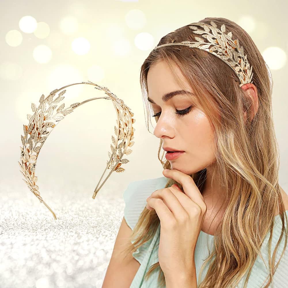 KIPETTO Greek Roman Goddess Gold Leaf Crown Bridal Wedding Headband - Image 5