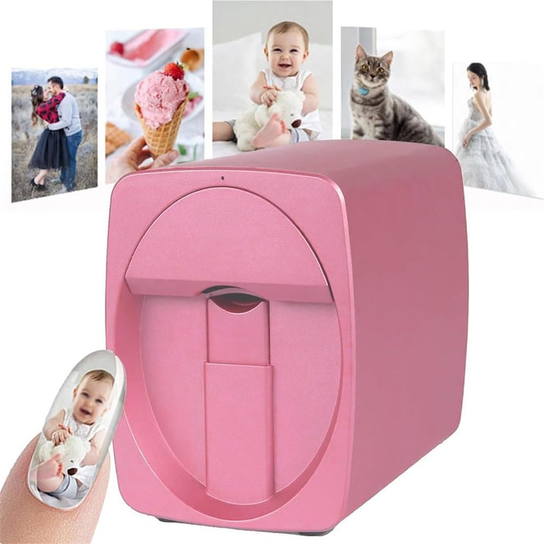 Impresora Digital Móvil para Decoración De Uñas: Máquina Portátil para Pintar Uñas, Impresora 3D para Uñas, Compatible con WiFi/Bricolaje, 30S, Impresión Y Procesamiento como Uno Solo,Pink