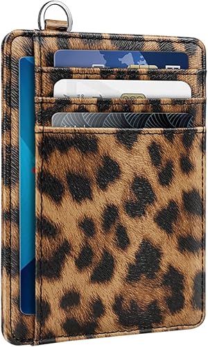 Vista 32 de Cartera delgada para mujer, tarjetero de crédito RFID, carteras minimalistas, con ventana de identificación, tarjetero con llavero, Libélula, Delgado