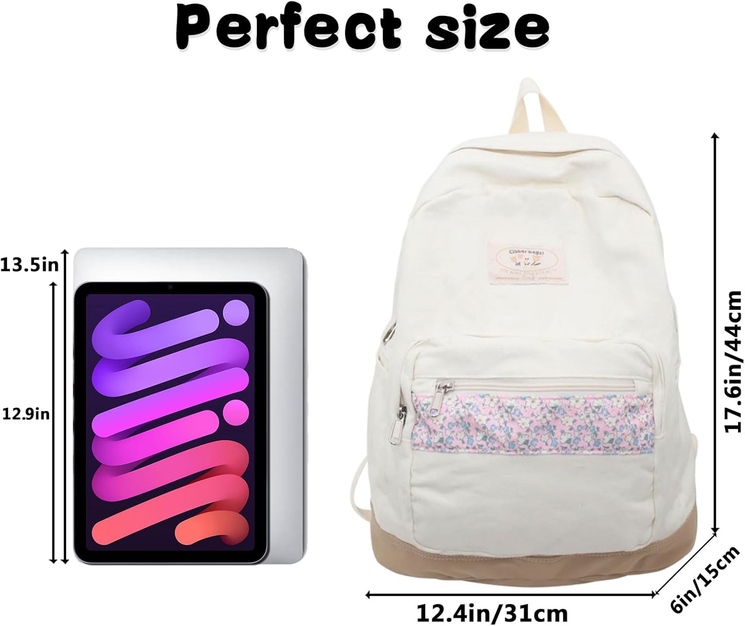 Teclado Kawaii Backpack Casual Bookbags Cute Lightweight Laptop Bag Travel Daypacks (White)