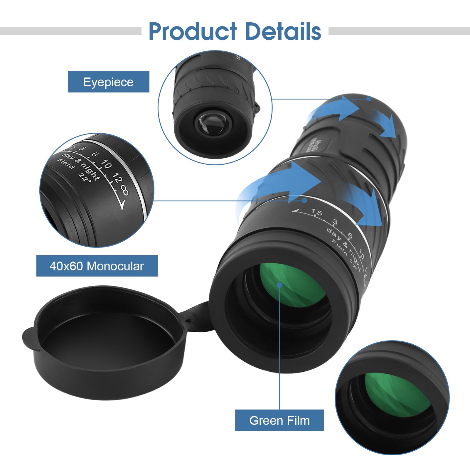 Télescope Monoculaire Lizbin 40x60 - Haute Définition, Vision Nocturne, Compatible Smartphone