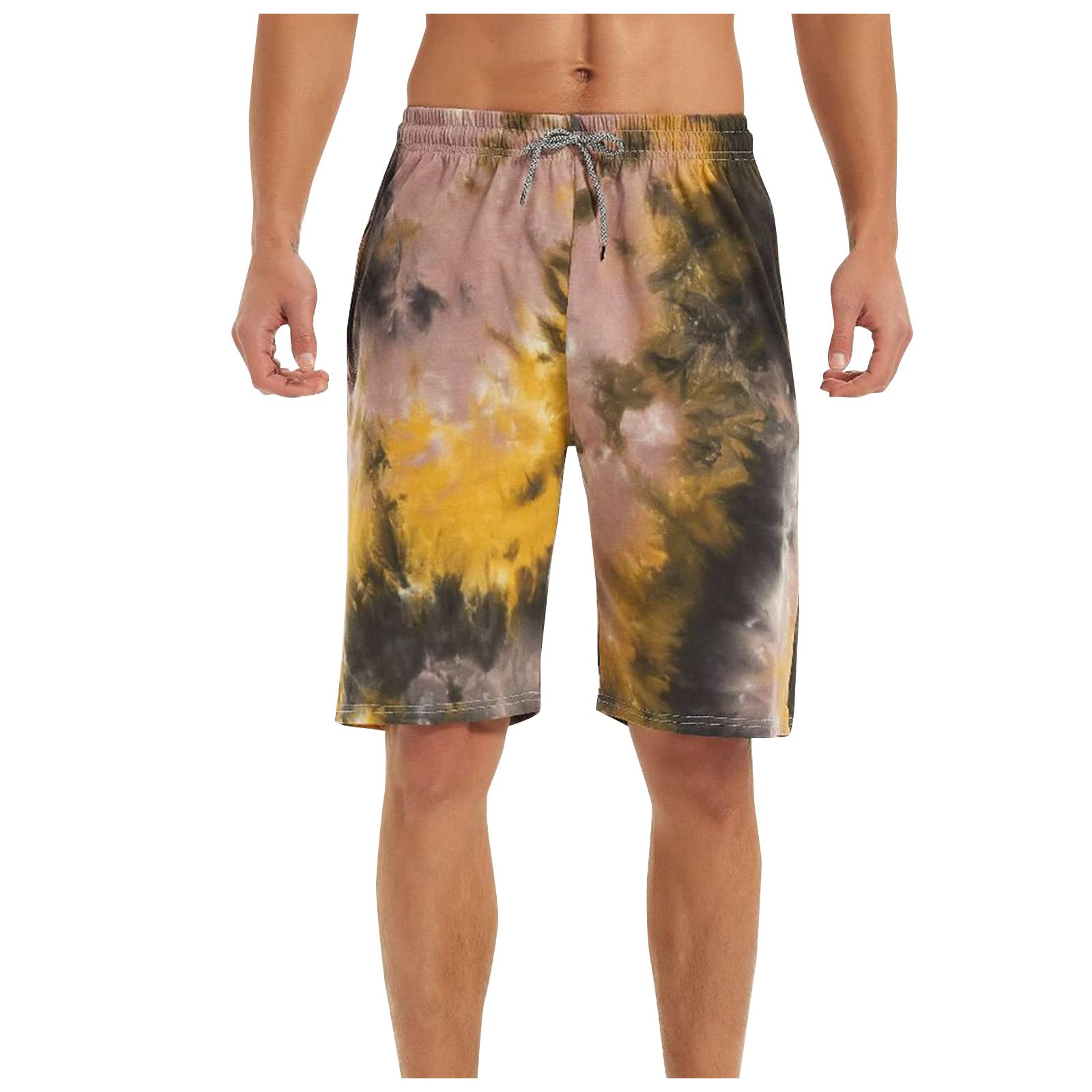 GenericGym for Men Shorts Pack Shorts Elastic Tether Contrast Color Leisure Belt Pocket Sports Shorts Mens Workout