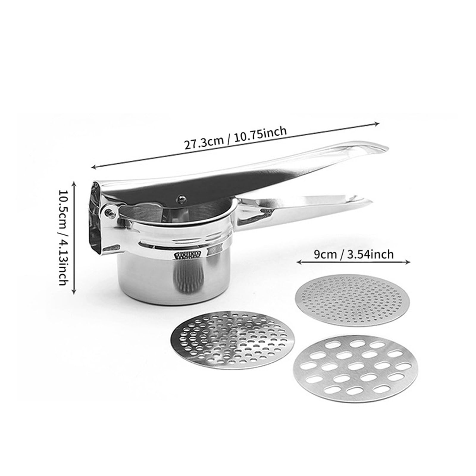 Manueller Kartoffelstampfer aus Edelstahl mit 3 austauschbaren Scheiben for Kartoffelpüree