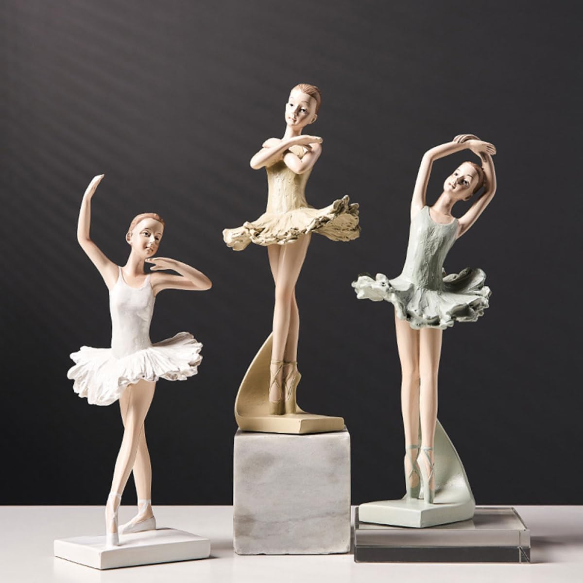 OUNONA Danseuse de Ballet Décorative Figurine Modèle Résine Beige Stable