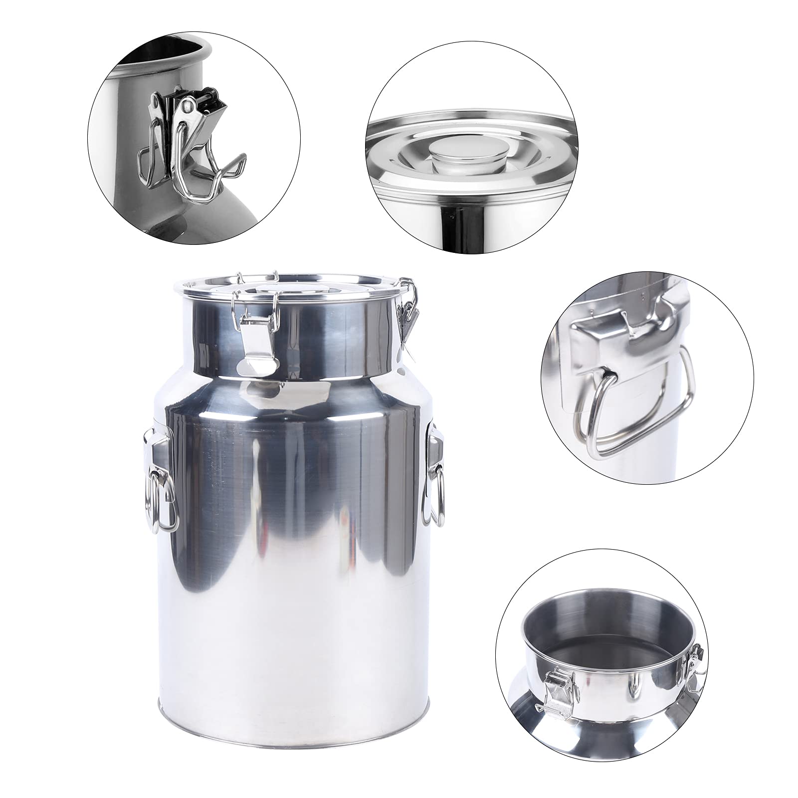 Jarra de leche de 18 L, de acero inoxidable, con tapa, asa para transportar o guardar