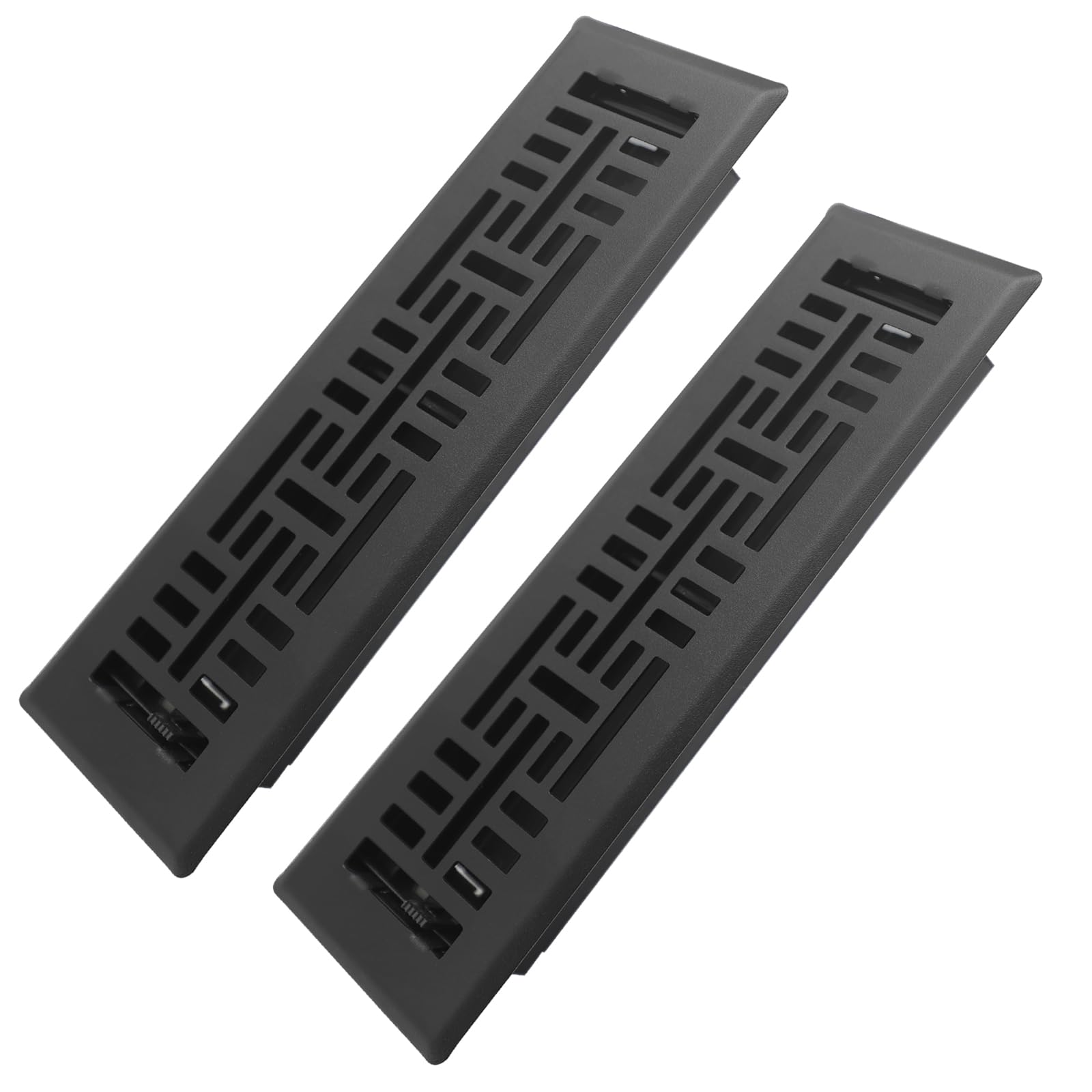 Howeall 2x10 Inches 2 Pack Heavy Duty Walkable Floor Register Easy Adjust Air Supply Lever Floor Vents - Seattle Design - Vent Cover for Home Floor - Matte Black