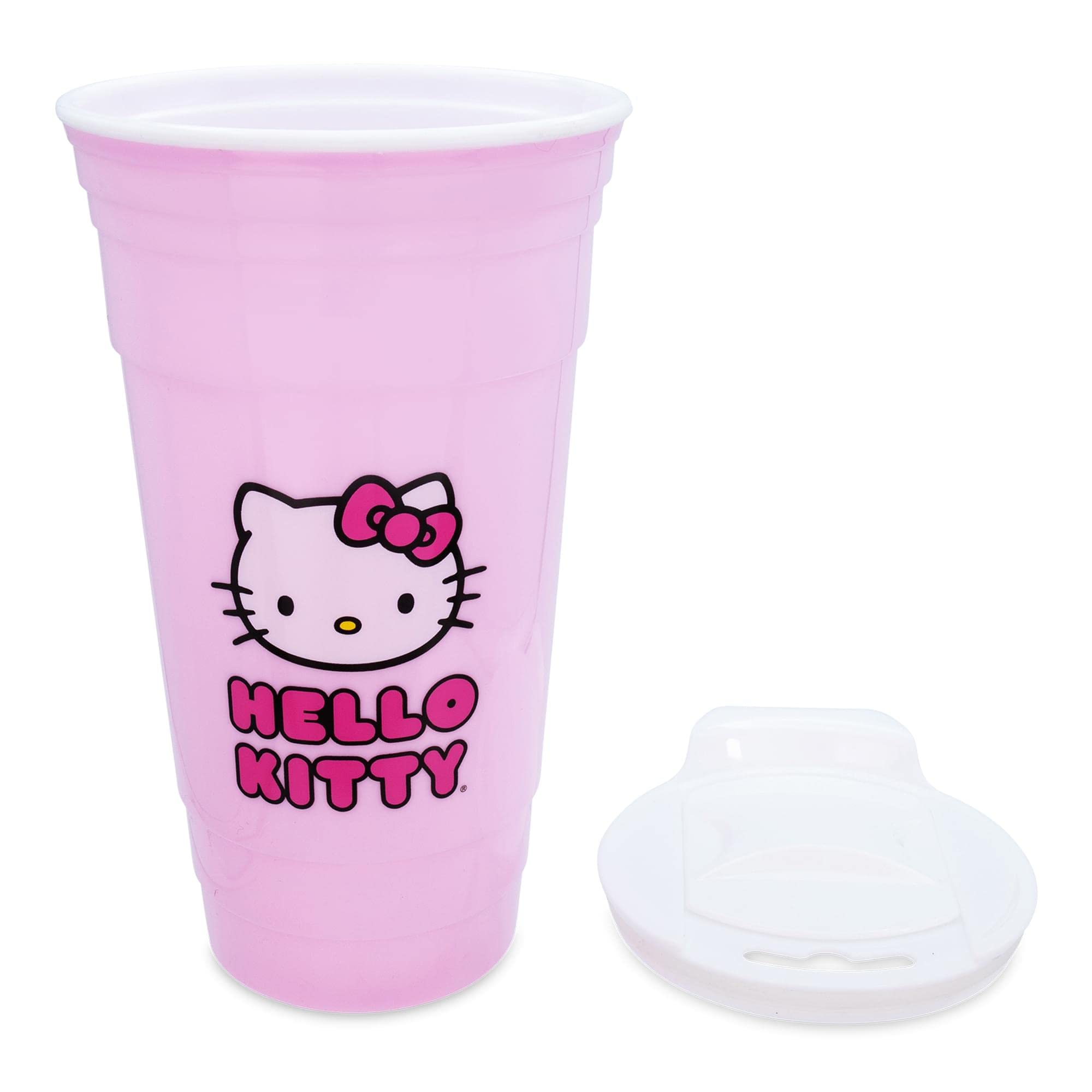 Silver Buffalo Sanrio Hello Kitty Pink Plastic Travel Tumbler With Lid and Straw | 32-Ounce Tall Carnival Cold Cup For Drinks, Beverages - Image 2