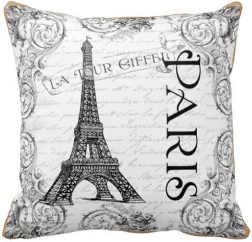 Damuyas Paris Eiffel Tower French Scrolls Throw Pillowcase Cushion Cover Home Decor (eifel tower)