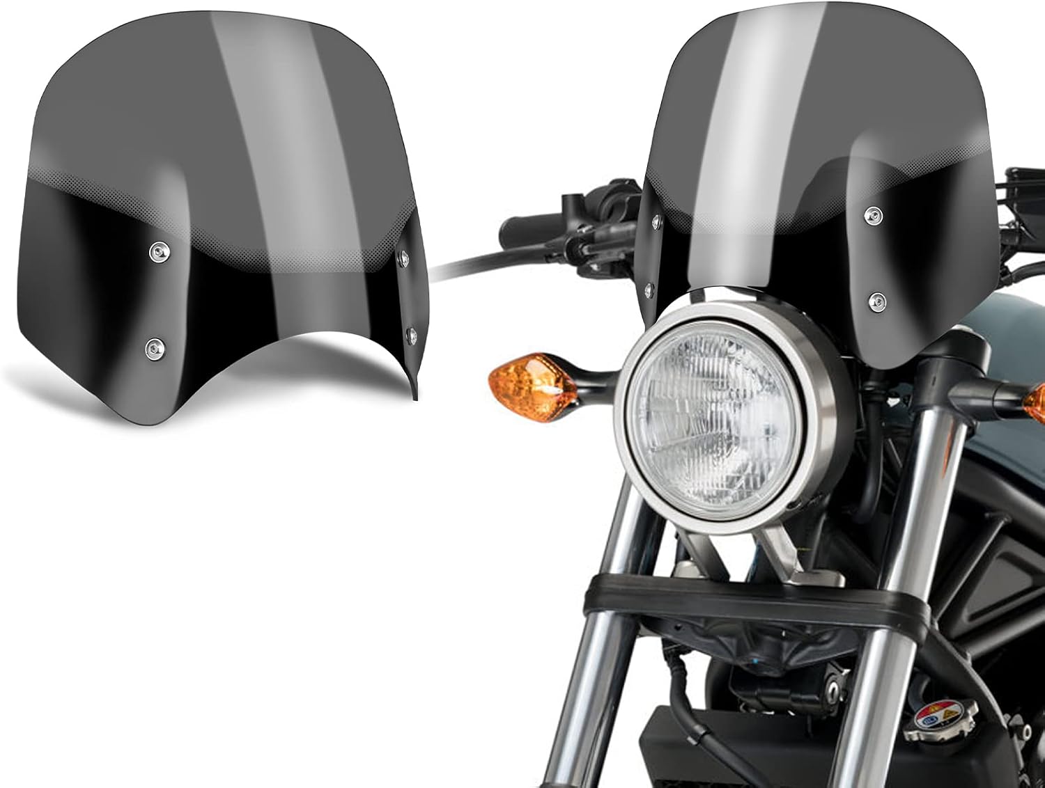 Motorcycle Windshield Spoiler Wind Deflector Air Deflector Windscreen Spoiler Deflector Compatible with Rebel CMX300 / CMX 500 2017-2025, Rebel 500 300 Wind Deflector, Light Smoke