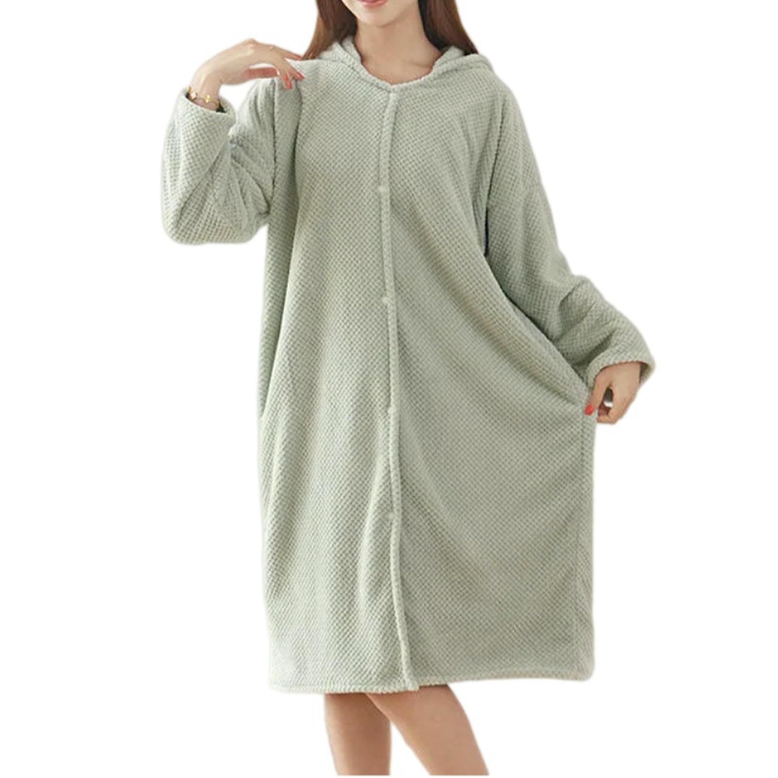 Albornoz Mujer Toalla/Bata De Baño Femenina, Prenda De Estar por Casa Larga Y Suave con Capucha para Otoño E Invierno