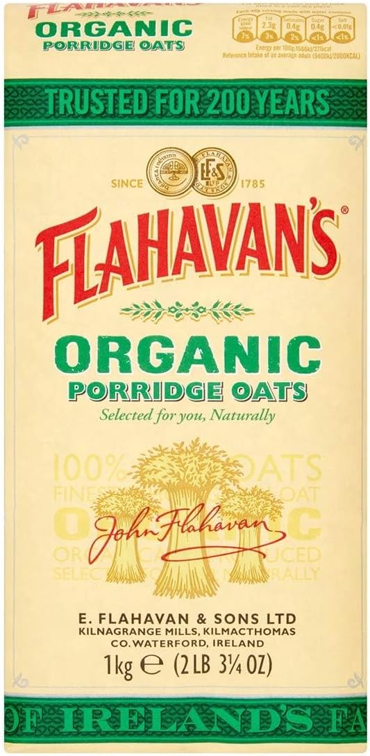 Organic Porridge Oats | 100% Wholegrain Rolled Oats | Trusted For Over 200 Years | Product of Ireland | 2.2 Lbs (1kg)