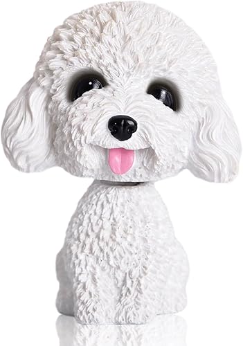 Miniatura 10 de IBWell Mini perro con cabeza de rebotar para decoración de tablero de salpicadero de automóvil, juguete de peluche para cachorros con pestaña