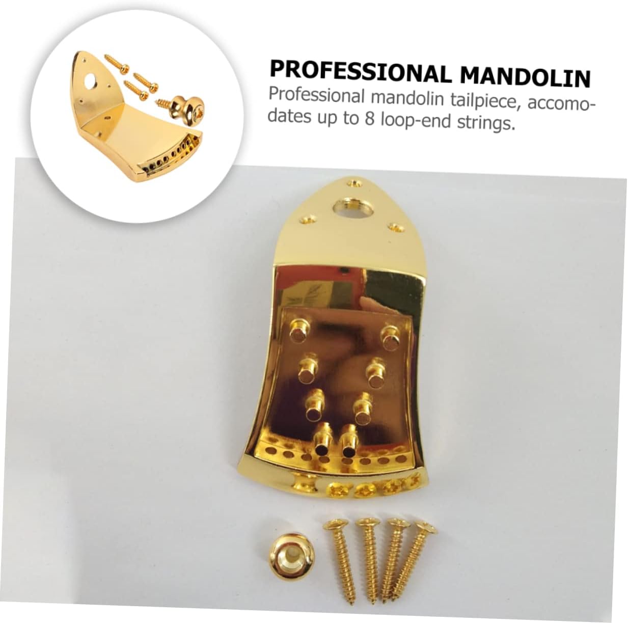 4sets String Mandolin Tailpiece Professional for Arched Top Mandolins Stylish Finish Lightweight Instrument Accessory