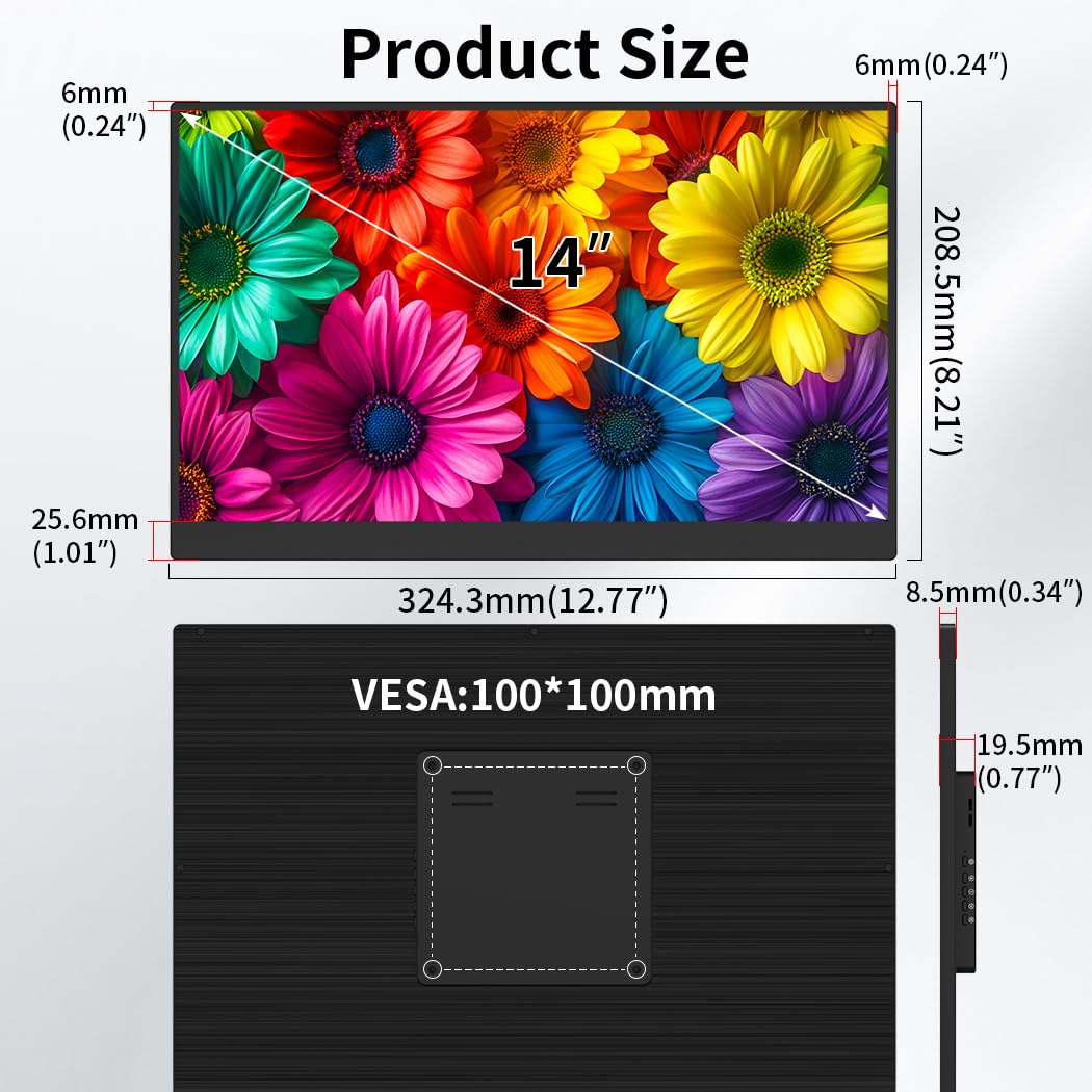 Amazon.co.jp: Magedok タッチモニター 14インチ 4k、3840 * 2160,500