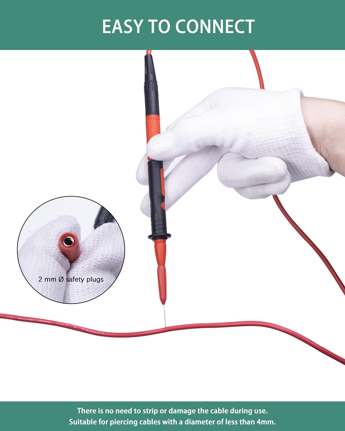 Electrical Back Probe Needles, 8pcs Back Probe Kit Automotive for Instrument Parts Accessories 2mm Socket Test Leads Diameter 0.7mm Pins Fine Tester Puncture - Image 6