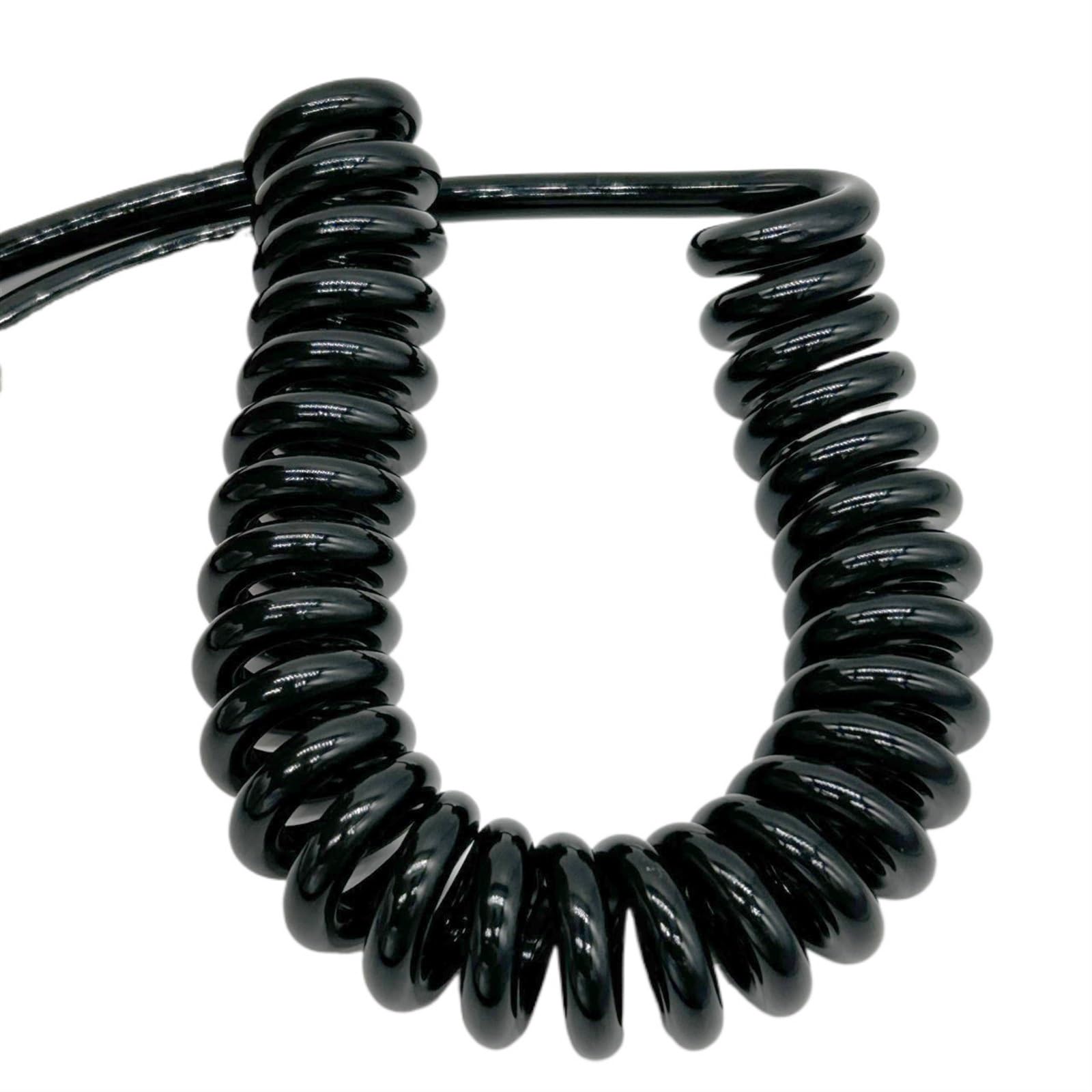 Retrattile Elastico Cavo elettrico a spirale a 3 conduttori, lunghezza 2,5 metri, allungabile fino a 1,25 metri, cavo nero Telescopico Bobina(14AWG)
