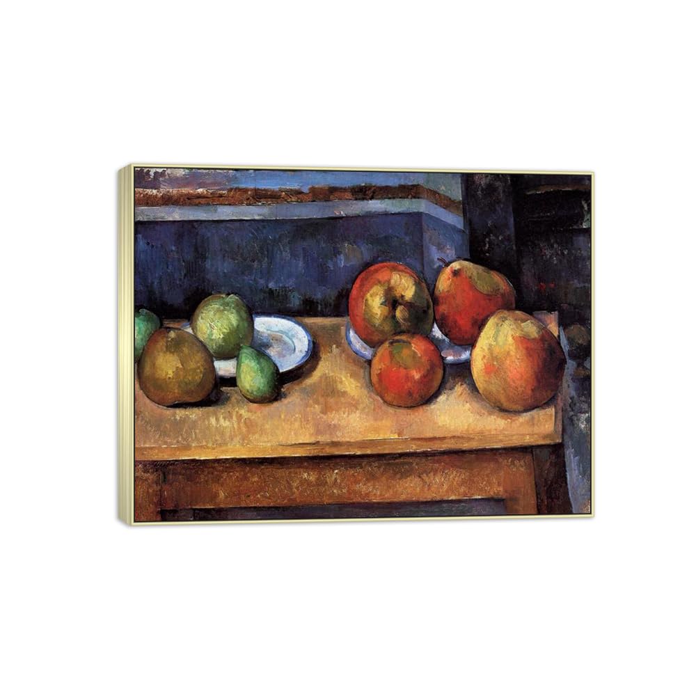 SDYSKKUG Canvas Wall Art Picture Decor Fruits by Paul Cezanne 80x60cm Silver Frame
