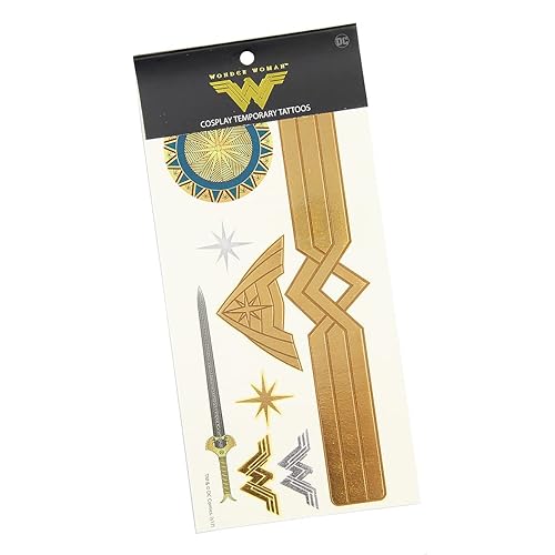 Miniatura 2 de Wonder Woman DC Comics Cosplay tatuajes temporales corona espada símbolo icono kit