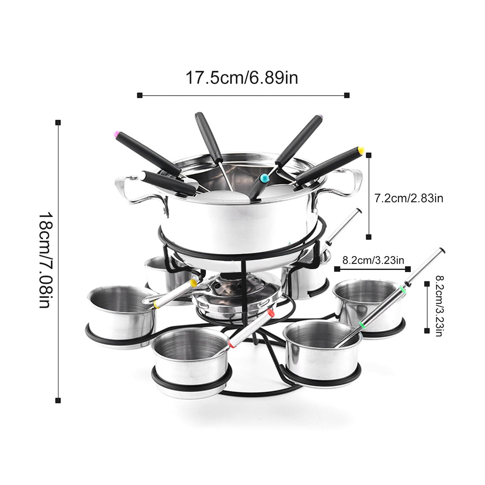Edelstahl Fondue Set - 21-teiliges Rotierendes Potkit, Gusseisen Fondue